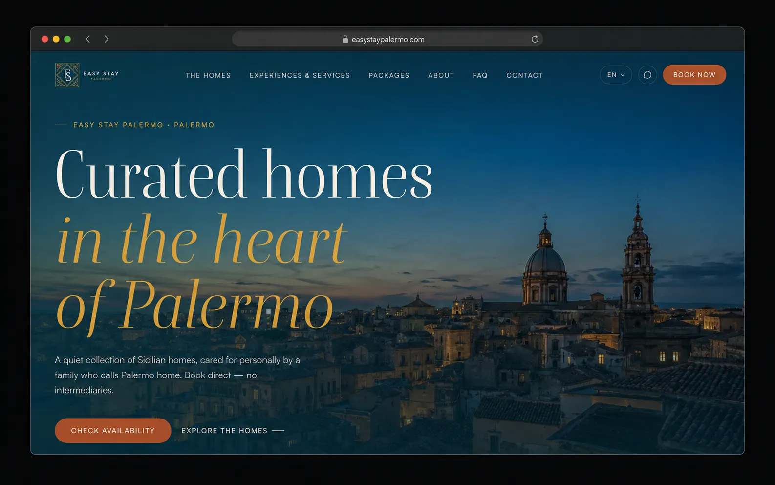 Easy Stay Palermo interface, shown fully shipped