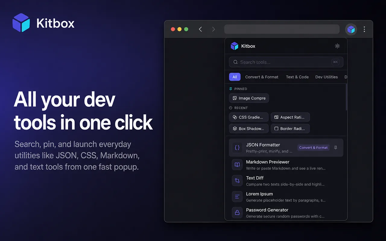Kitbox interface, shown fully shipped